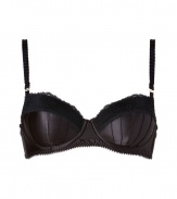 Channel your inner vixen in this d?colletage-enhancing balconette bra from Stella McCartney - Satin bra with lace trim, full-cups with boning, adjustable straps - Perfect under any outfit or paired with a matching bra for stylish lounging