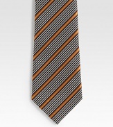 A handsome look woven with bold stripes in fine Italian silk.SilkDry cleanMade in Italy