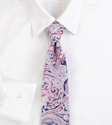 An artful paisley pattern distinguishes this fine Italian silk tie. About 3 wideSilkDry cleanMade in Italy