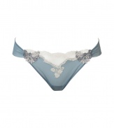 Luxurious string in a fine synthetic blend - elegant in silver blue and ecru - particularly comfortable thanks to the stretch content - stylish, sits on your hip with a moderately wide waistband - posh lace insert - perfect, snug fit - stylish, sexy, seductive - fits under (almost) all outfits