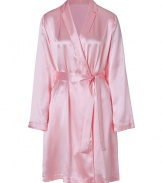 Add luxe style to your lounge-ready look with this sumptuous silk robe from La Perla - Notched collar, V-neck, self-tie waist belt, stitched trim at cuffs and hem - Style with a camisole, panties, and luxe slippers