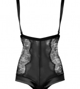 With their daring lace paneling and flattering high waist, La Perlas satin detailed suspender shorts make for a fabulously fierce addition to your lingerie collection - High-waisted, elasticized waistband, satin trim, lace paneled sides, hidden back zip, removable adjustable suspender straps - Wear with a jet black bra for seriously seductive lounging