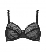 Luxurious underwire bra in fine black synthetic fiber blend - very comfortable due to stretch content - elegant shell embroidery - unpadded cups and adjustable straps - hook closure - decorative pearl between the cups - ideal for plunging necklines - creates a dream cleavage - perfect snug fit - stylish, sexy, seductive - fits under (almost) all outfits