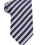 Give a strong presentation of style skills with this boldly striped silk tie from Donald J. Trump.