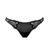 Sultry black lace-trim thong - Turn up the heat in the boudoir with this sexy thong - Gorgeous feather detail and scalloped lace accents - Perfect under any outfit - Made by La Perla, the high-end lingerie company loved by A-list celebrities