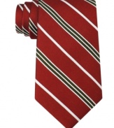 Sweeten up any holiday look with this striped silk tie from Tommy Hilfiger.