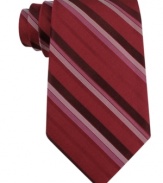 Classic stripes get down to business on this handsome silk tie from Calvin Klein.