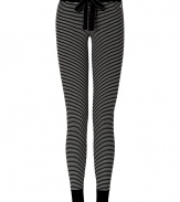 Lounge around in cozy-chic style in Juicy Coutures striped thermal leggings, cool enough to wear with a parka and boots for running those lazy weekend errands - Elasticized drawstring waistline, decorative gold-toned buttoned fly detail, fitted cuffs, black trim - Easy slim fit - Team with the matching top and shearling lined slippers