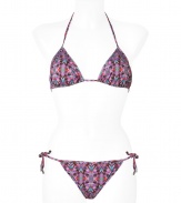 Stylish bikini made ​.​.of fine, pink stretch nylon - Typical colorful Matthew Williamson print mix - Tight triangle top with padded cups and slim straps - makes a feminine d?collet? - Sexy panty, slim, with side strings to tie - A hit bikini for women with dream figures