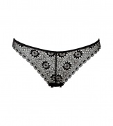 Sultry black crochet lace string thong - This sexy and sweet thong is perfect under any outfit - Adorable crochet detail and flattering fit - Made by high-end intimate apparel brand Kiki de Montparnasse