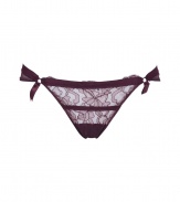 Turn up the heat with these luxe lace briefs from La Perla - Bordeaux lace with trim, side bow detail - Perfect under any outfit or for stylish lounging