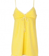 Adorable yellow and white lingerie-inspired striped top from Juicy Couture - Stay cozy and stylish in this lovely sleep tank - Stylish micro stripes - Perfect for glamorous lounging