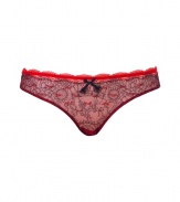 Turn up the heat with these sultry vintage-inspired bikini briefs from Chantal Thomass - Scalloped red lace trim, black bow, classic bikini brief styling - Perfect under virtually any outfit or paired with a matching bra for stylish lounging