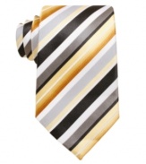 In a mixed stripe, this Geoffrey Beene striped brings instant life to an otherwise monochromatic palette.