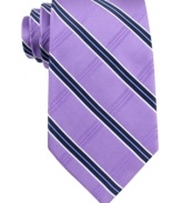 Make a statement in stripes. This tie from Club Room punches up any dark suit.