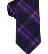 High tech. With a rocked-out pattern, this plaid tie from Calvin Klein add the perfect modern touch to your look.