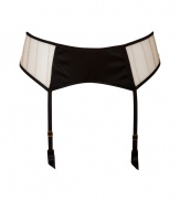 Bring sexy back in this ultra-luxe garter belt -Adjustable black suspenders and trim with contrasting pale pink detailing - Wear under your favorite dress or on alone to amp up the sultry factor - Made by highend lingerie label Kiki de Montparnasse