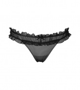 Turn up the heat in this naughty-but-nice thong from Chantal Thomass - Ruffle detailed waistband, front bow detail, slim yet comfortable fit - Perfect under any outfit or paired with a matching bra for styling lounging