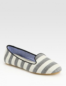 Stretchy cotton and canvas style in allover stripes, enhanced by a soft lining and padded insole. Cotton and canvas upperCotton and leather liningLeather solePadded insoleImported