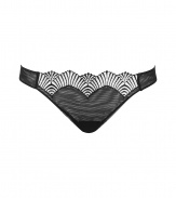 Luxurious thong in fine black synthetic fiber blend - very comfortable due to stretch content - elegant and stylish shell optic embroidery - pleasant medium wide wiastband - perfect elastic fit - stylish, sexy, seductive - fits under (almost) all outfits