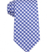 A necktie guaranteed to cheer up even the most staid suit, in bright gingham silk from Tommy Hilfiger.