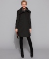 Calvin Klein updates your winter wardrobe with a sleek coat. The oversized collar makes a bold statement! (Clearance)