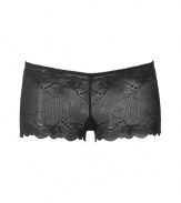 Stylish panty in fine black synthetic fiber blend - outstandingly comfortable due to stretch content - hip boyleg shape - luxurious lace optic - pleasantly broad waistband - perfect snug fit - stylish, sexy, seductive - fits under almost all outfits