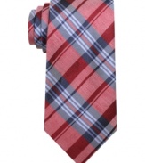 Take a page from the prepster's style book with this cool plaid skinny tie from Ben Sherman.