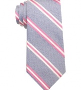 Refresh your work wardrobe. A pumped-up palette gives this striped skinny tie from Penguin extra presence.