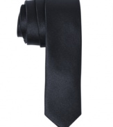 Make a singular, solid statement in your dress wardrobe with this American Rag skinny tie.