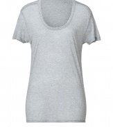 Lovely heather grey oversized t-shirt - Be comfortable and stylish in this luxe t-shirt -Cozy yet chic oversized fit - Perfect for lounging around or paired with figure-hugging leggings - Made by high-end intimate apparel brand Kiki de Montparnasse