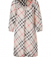 An iconic choice for covering-up post-swim, Burberry Brits checked cotton tunic lends a feminine finish to poolside looks - Scoop neckline with slit and tie, raglan bracelet-length sleeves, elasticized cuffs, straight silhouette, slightly sheer lightweight cotton - Loose fit - Wear over bikinis with bright leather sandals