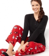 Just a few of your favorite things. These super-cute Charter Club pajamas feature a soft cotton top and comfy flannel pants in your favorite prints.