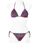 Stylish bikini made ​.​.of fine, multi-colored stretch nylon - Typical colorful Matthew Williamson print mix - Tight triangle top with padded cups and slim straps - makes a pretty feminine d?collet? - Sexy panty, slim, with side ties to lace - A hit bikini for women with a dream figure