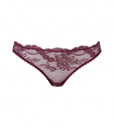 Lacy and sweet with its scalloped trim, Stella McCartneys burgundy bikini brief is equally flattering and glamorous - Sheer lace front, mesh back, classic brief style - Perfect under virtually any outfit or paired with a matching bra for stylish lounging