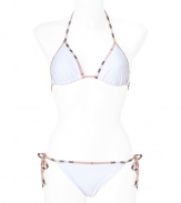 Work an iconic edge into poolside looks with Burberry Brits characteristic check-trimmed string bikini - Lightly padded top with checked string ties, bikini bottoms with checked side string ties - Medium coverage - Wear with sleek leather sandals and an oversized beach tote