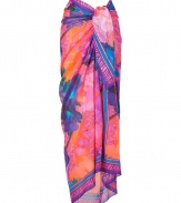 Whether tied around your waist or worn as a tropical-chic scarf, this Matthew Williamson Escape printed sarong injects summer-ready style into your look - Long convertible shape, allover tropical floral print, zebra print border - Style with a printed bikini and sandals or tied around your neck with an elevated jeans-and-tee ensemble