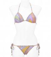 Take an iconic stance on seaside chic in Emilio Puccis characteristic print string bikini - Triangle top with self tie halter and back strings - Bikini bottoms with self-tie side strings - Style with a sheer caftan, a floppy sun hat, and oversized sunnies