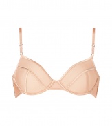 Sweet and seductive with its corset-effect satin taped seams, Kiki de Montparnasses sheer nude bra is as chic as it is easy to wear - Tonal satin seams, underwire, soft cups, adjustable straps, hook and eye closures - Perfect under any outfit or with matching panties for stylish lounging