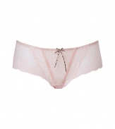 Channel vintage-inspired romance in these ultra-luxe lacy briefs from Elle MacPherson Intimates - Allover lace, thin waistband, wide side garters, front leopard print bow detail, semi-sheer back - Perfect under virtually any outfit or paired with a matching bra for stylish lounging