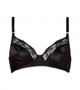 Channel your inner vixen in this supportive underwire bra from Stella McCartney - Satin bra with lace trim, full-cups with pintuck details, underwire, adjustable straps, back mesh details - Perfect under any outfit or paired with a matching bra for stylish lounging