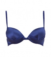 Silky and sultry, this satin La Perla push up bra will add a seductive kick to any look - Underwire cups, folded silk detail, adjustable straps, removable padding, back hook and eye closures - Perfect under low cut tops, or paired with matching panties for stylish lounging