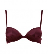 Silky and sultry, this satin La Perla push up bra will add a seductive kick to any look - Underwire cups, folded silk detail, adjustable straps, removable padding, back hook and eye closures - Perfect under low cut tops, or paired with matching panties for stylish lounging