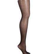 Decorated with dainty dots, Fogals sheer stockings set a sweet foundation for countless looks - Sheer, allover dot pattern, comfortable stretch waistband, cotton gusset, invisible heel and toe - Perfect for wearing with modern-vintage dresses