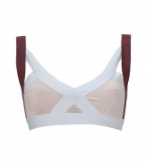 Spearheading the innerwear-as-outerwear trend, VPLs easy to layer pieces offer a fashion-forward alternative to lingerie - Two-tone crisscrossed multi-strap front with soft full-cups, adjustable wide straps, elasticized band - Pair with matching panties for stylish lounging or under a low-cut sleeveless top