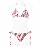 Add instant chic to your swim-ready style with this adorable bikini from Diane von Furstenberg - Classic triangle top with back dual tie closure, bottoms with side tie detail, all-over dot print - Pair with a sheer caftan, wedge heels, and a floppy sun hat