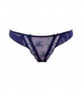 Lace-laden and ultra romantic, these briefs from Elle MacPherson Intimates bring a sexy touch to any look - Sheer lace front with bow detailing, solid blue wide band at waist - Perfect under virtually any outfit