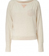 Bring chic appeal to your lounge-around look with this comfy pullover from Juicy Couture - Scoop neck with triangle patch, long raglan sleeves, small patch pocket at chest - Easy cropped fit - Style with matching lounge pants and shearling-lined moccasins