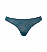 Turn up the heat with this retro-inspired lace thong from Kiki de Montparnasse - Delicate emerald floral lace with black underlay - Perfect under any outfit or with the matching bra for stylish lounging