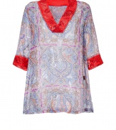 Inject high style to your pool-ready look with this printed Etro tunic with sequins - Contrasting V-neck and cuffs with sequin embellishment, relaxed silhouette, all-over paisley print - Pair with skinny jeans and flats for off-duty chic or with a bikini and sandals for stylish beachwear